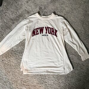 Aerie Boyfriend Oversized Cream Long Sleeve Top